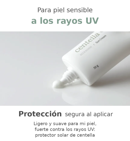 [Mixsoon] Centella Sun Cream SPF 50+ PA++++ 50 g - Imagen 3